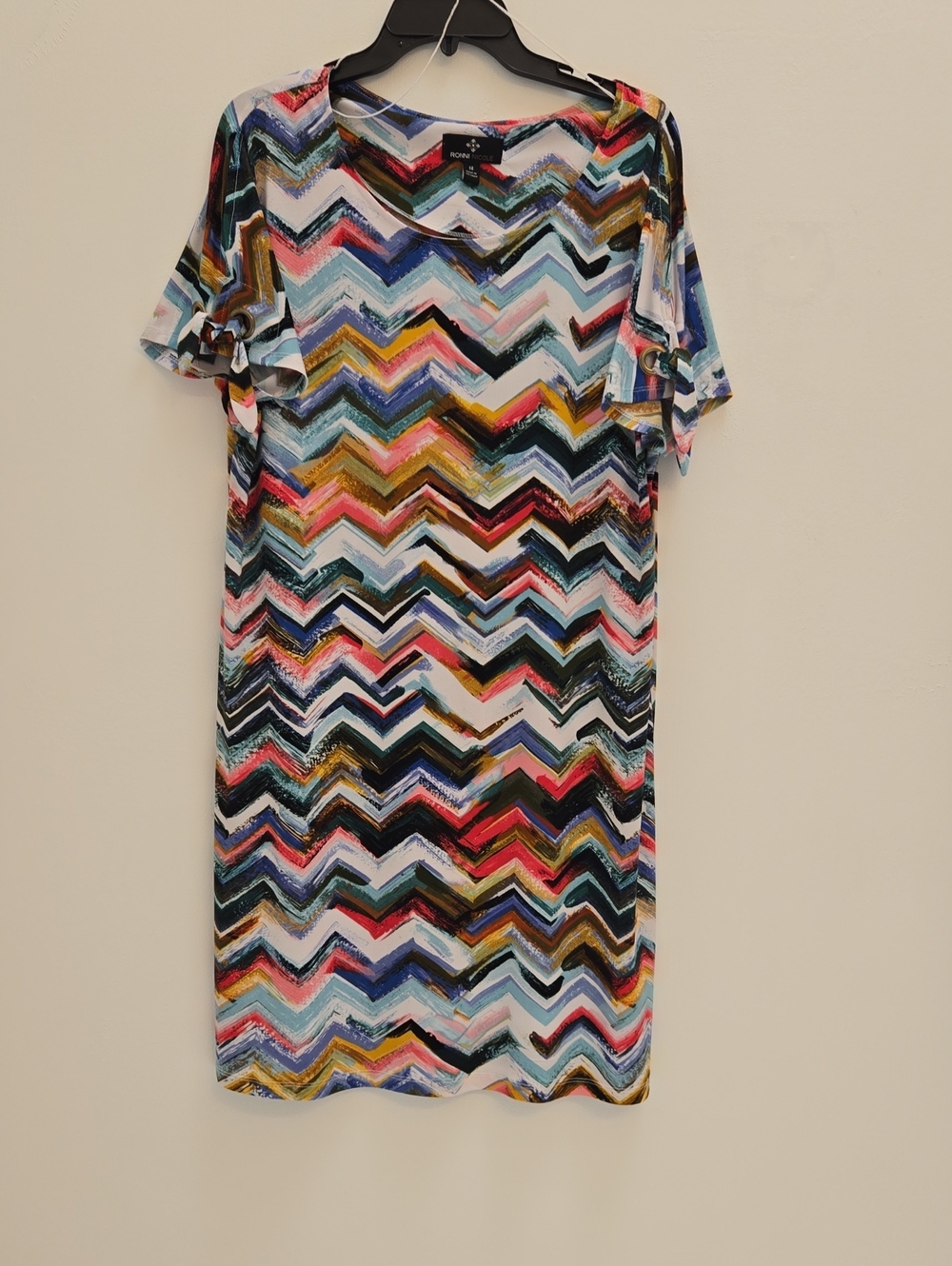 Ronni Nicole Multicolor Chevron Shift Dress Size 14